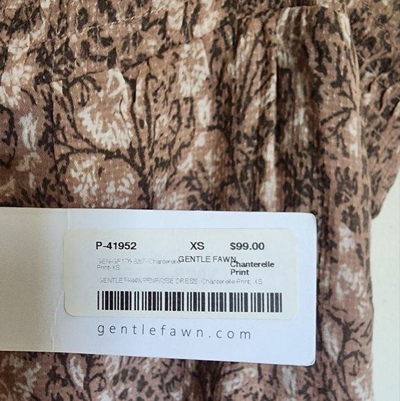 Gentle Fawn Chanterelle Print Spaghetti Strap Curved Hem Dress size XS - Picture 3 of 5